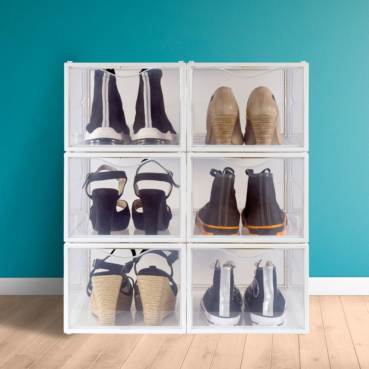 Stackable shoe box Max Home Alb 6 Unități polipropilenă ABS 25 x 18,5 x 35 cm